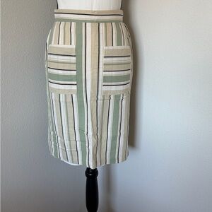 Orange Creek Striped Pencil Skirt in Beige and Green